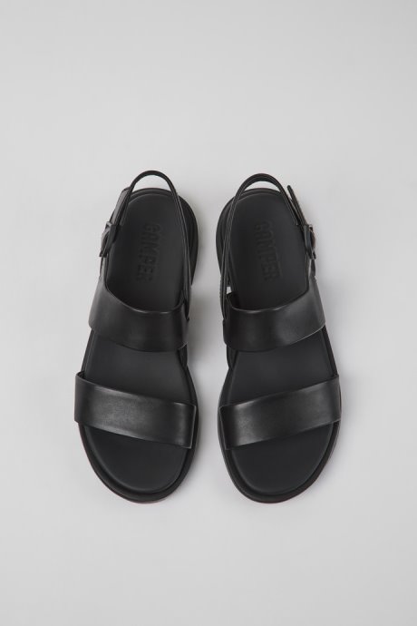 Camper Edy Black Leather Sandals For Women New Arrivals