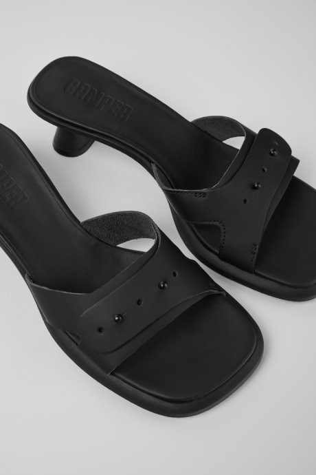 Dina Black Leather Sandals For Women Exclusive Camper