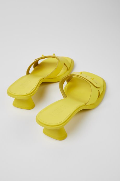 Camper Dina Yellow Leather Sandals For Women New Arrivals