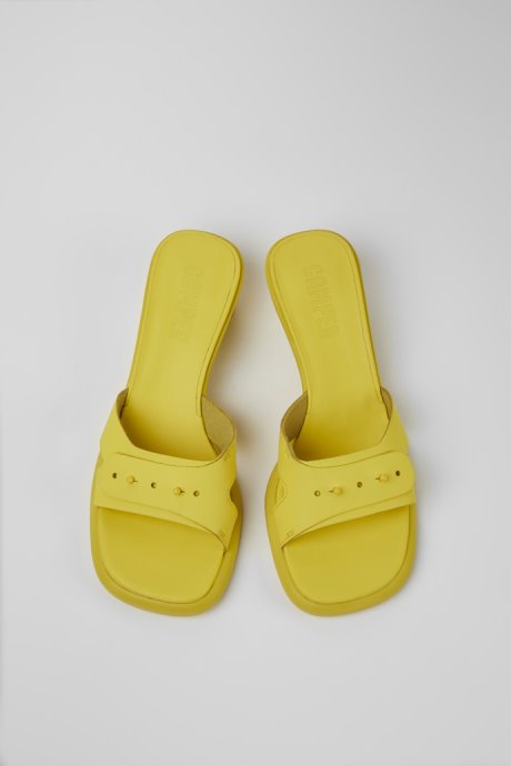 Camper Dina Yellow Leather Sandals For Women New Arrivals