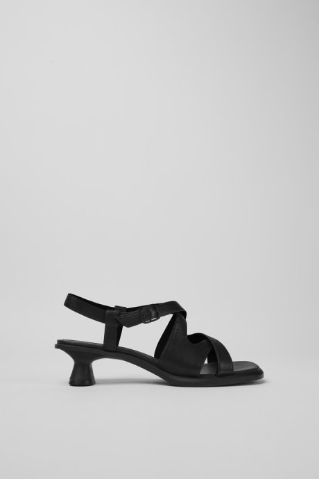Design Dina Black Leather Sandals For Women Camper