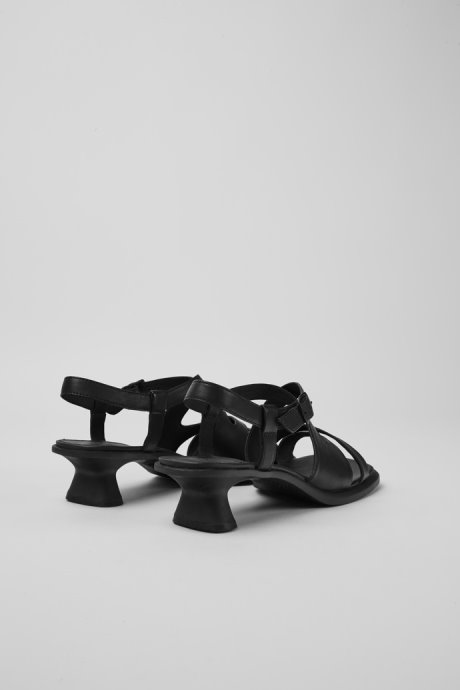 Design Dina Black Leather Sandals For Women Camper