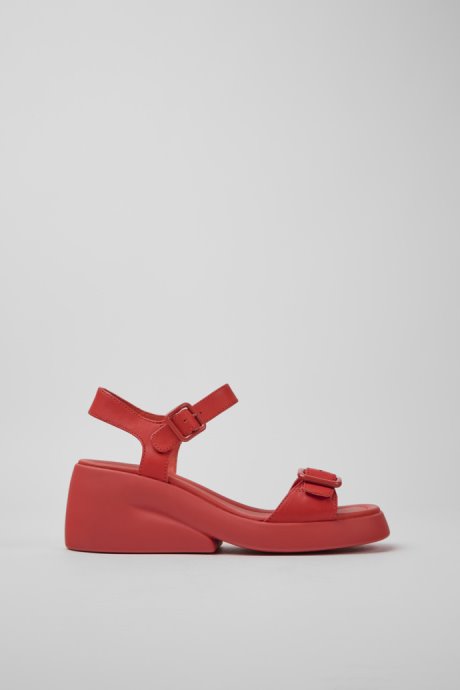 Camper Kaah Red Leather Sandals For Women New Arrivals