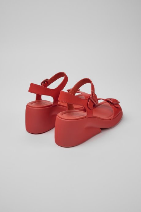 Camper Kaah Red Leather Sandals For Women New Arrivals
