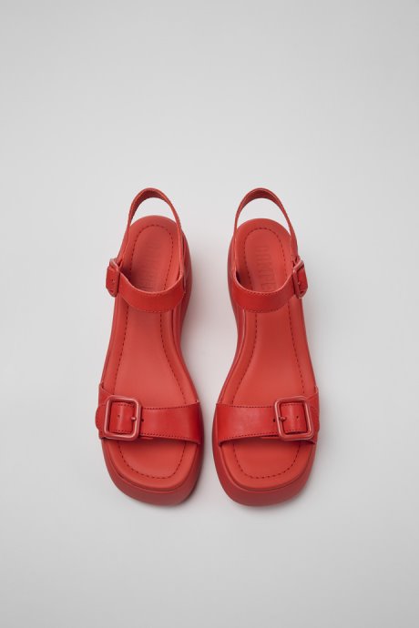 Camper Kaah Red Leather Sandals For Women New Arrivals