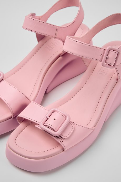 Camper Design Kaah Pink Leather Sandals For Women