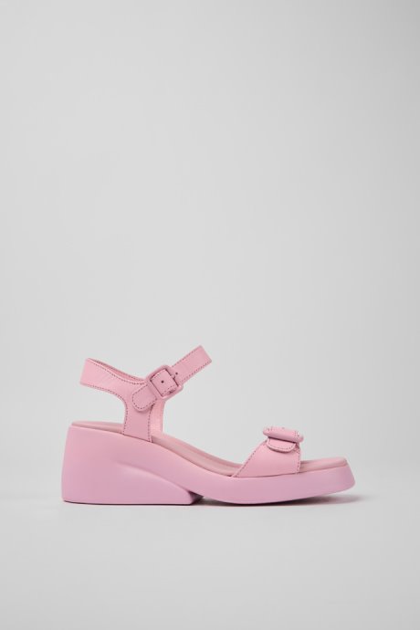 Camper Design Kaah Pink Leather Sandals For Women