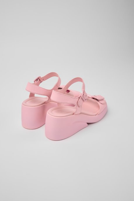 Camper Design Kaah Pink Leather Sandals For Women