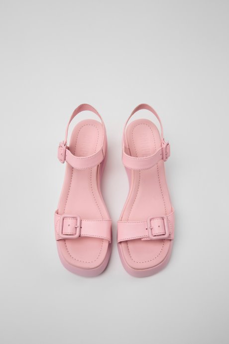 Camper Design Kaah Pink Leather Sandals For Women