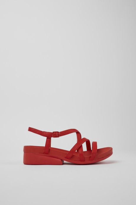 Minikaah Red Leather Sandals For Women Exclusive Camper