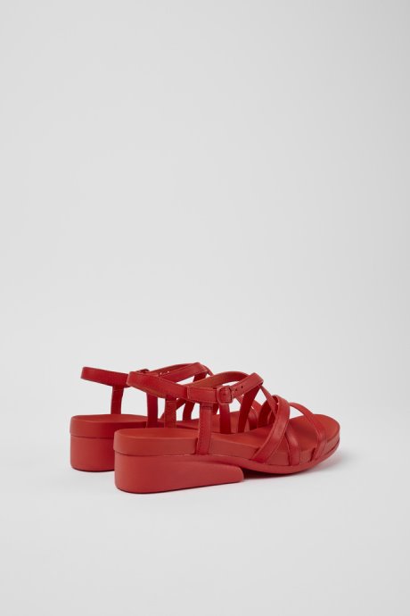 Minikaah Red Leather Sandals For Women Exclusive Camper