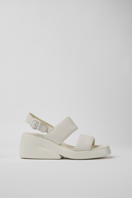 Kaah White Leather Sandals For Women Exclusive Camper