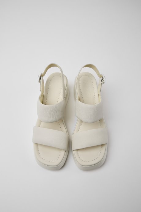 Kaah White Leather Sandals For Women Exclusive Camper