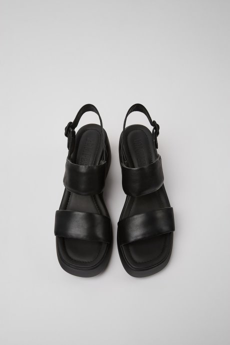 Kaah Black Leather Sandals For Women Camper New Arrivals