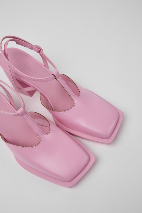 Exclusive Camper Karole Pink Leather T-Bar Shoes For Women