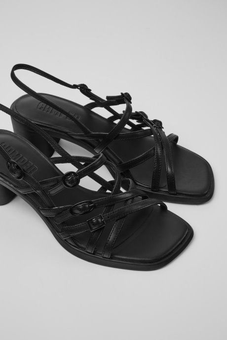 Meda Black Leather Sandals For Women Camper New Arrivals