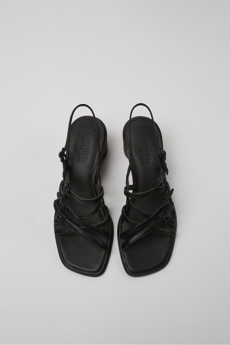 Meda Black Leather Sandals For Women Camper New Arrivals