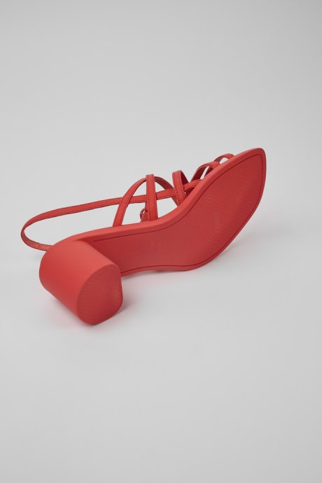 Design Meda Red Leather Sandals For Women Camper