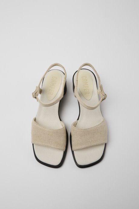 Meda Beige Recycled Hemp And Cotton Sandals For Women Exclusive Camper
