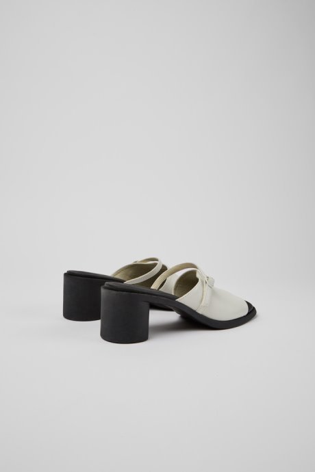 Camper Meda White And Black Leather Sandals For Women New Arrivals