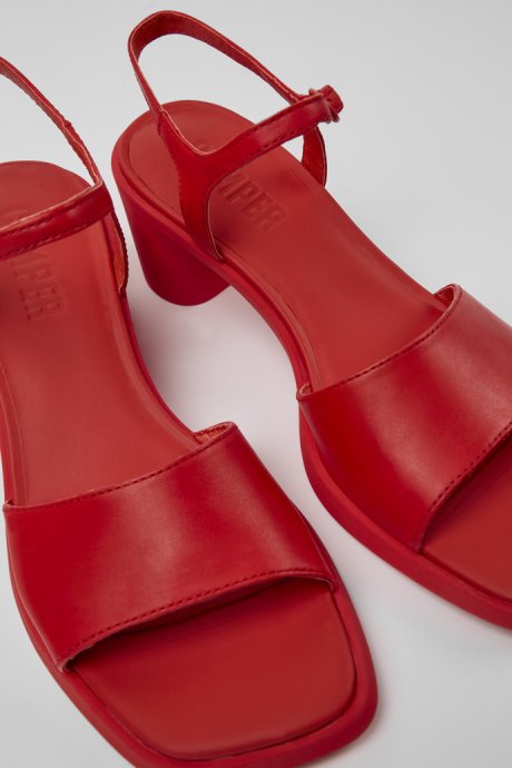Meda Red Leather Sandals For Women Camper New Arrivals
