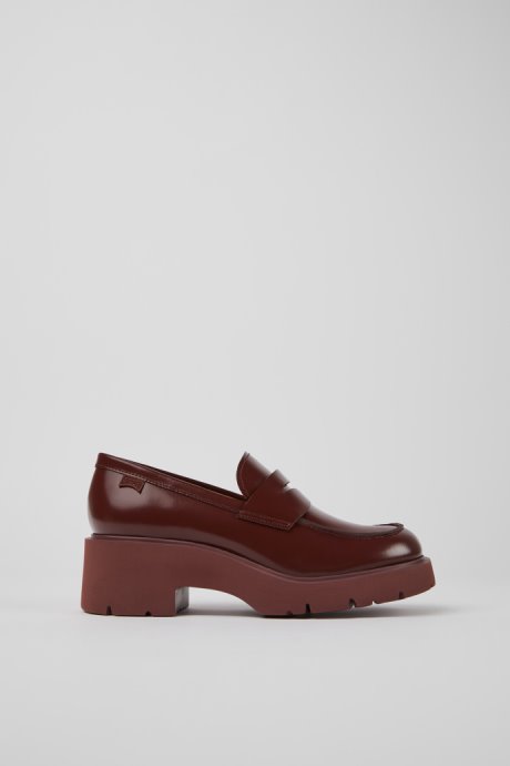Exclusive Camper Milah Burgundy Leather Loafers For Women