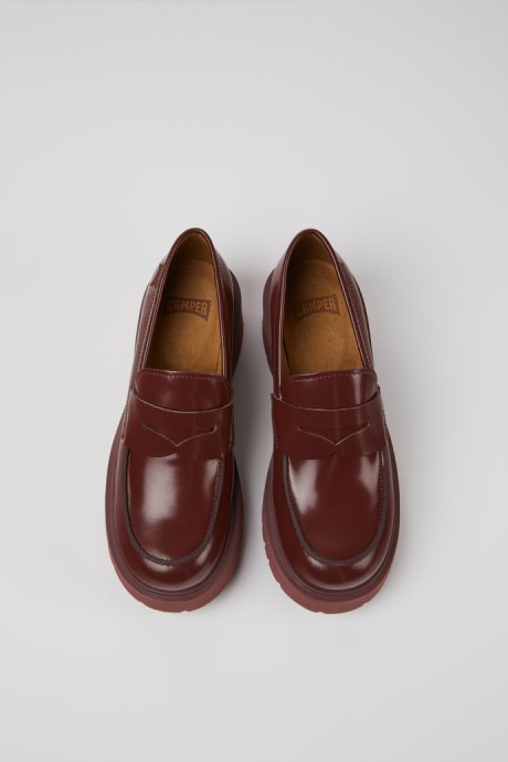 Exclusive Camper Milah Burgundy Leather Loafers For Women