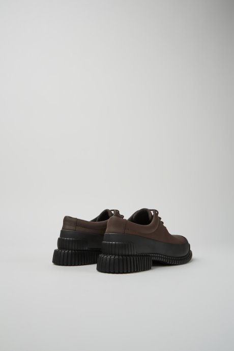 Pix Brown And Black Leather Lace-Up Shoes For Women Camper New Arrivals