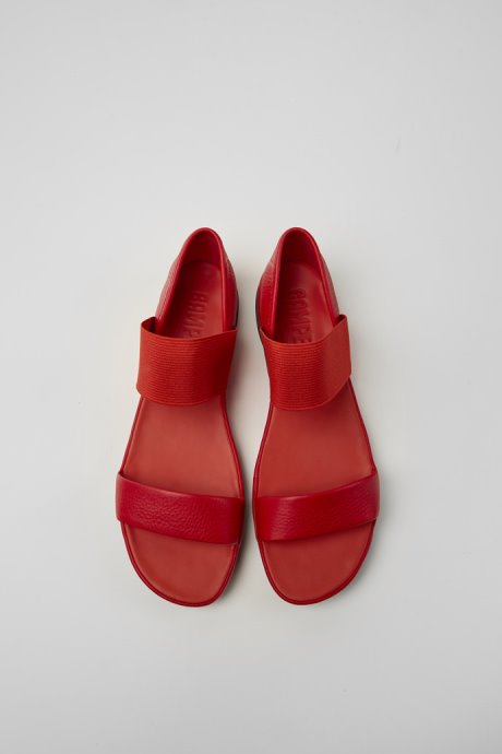 Right Red Leather Sandals For Women Exclusive Camper