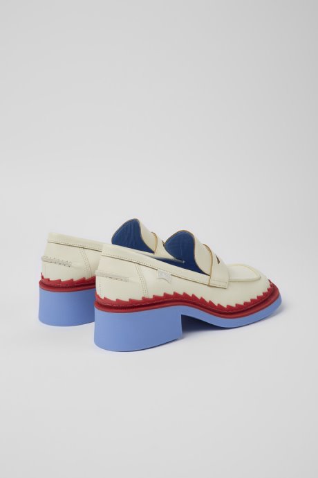 Taylor White And Red Leather Loafers For Women Camper New Arrivals