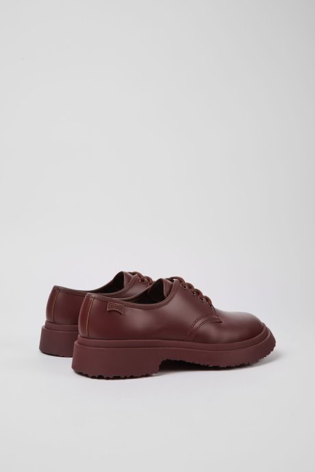 Walden Burgundy Leather Lace-Up Shoes For Women Camper New Arrivals