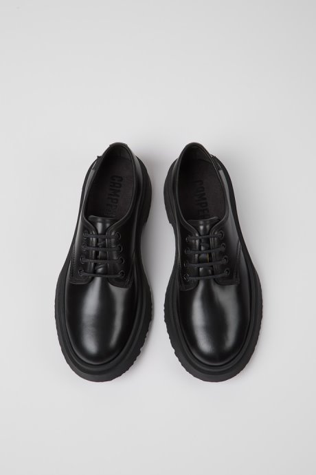 Camper Walden Black Leather Lace-Up Shoes For Women New Arrivals