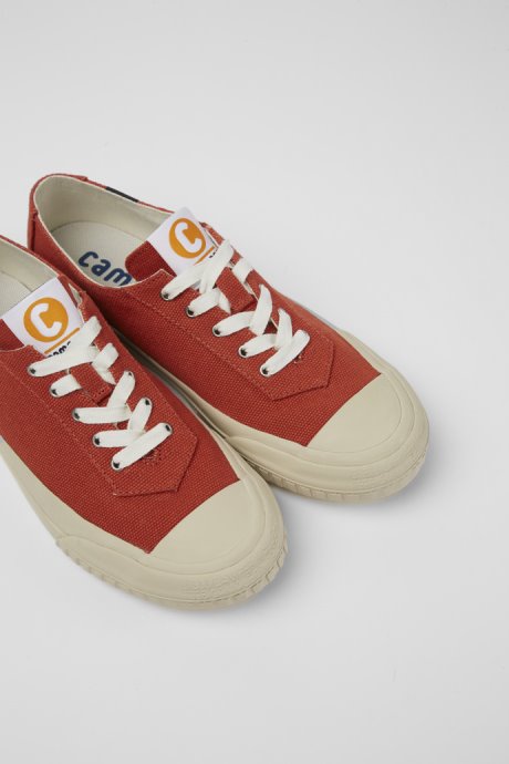 Camaleon Red Recycled Cotton Sneakers For Women Exclusive Camper