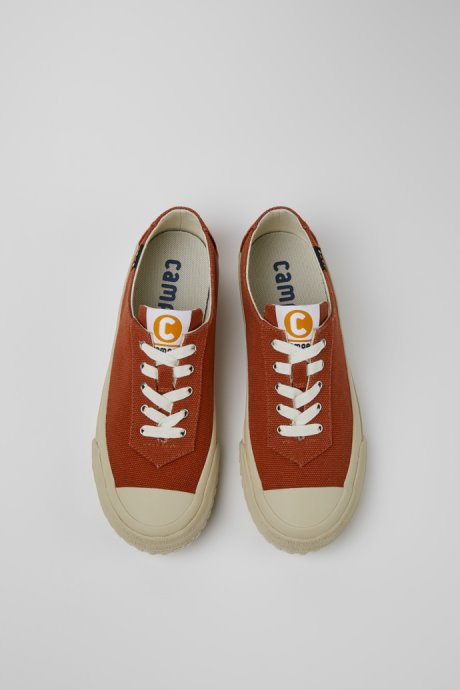 Camaleon Red Recycled Cotton Sneakers For Women Exclusive Camper