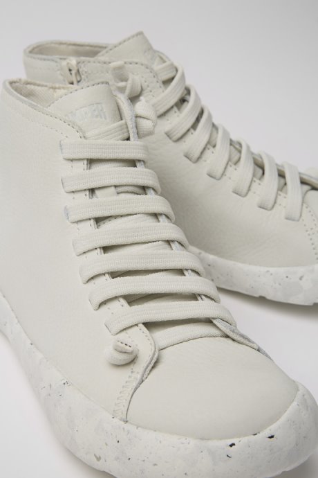 Design Peu Stadium White Non-Dyed Leather Sneakers For Women Camper