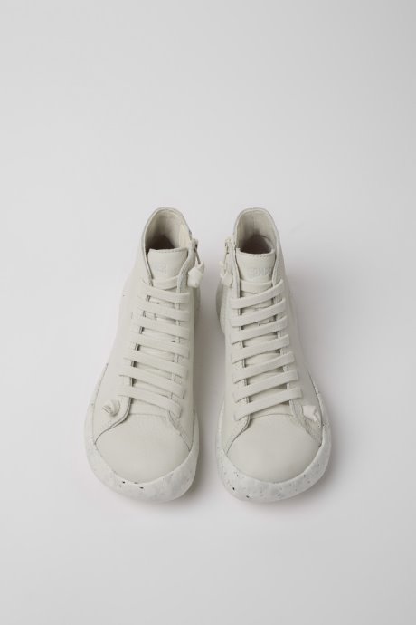 Design Peu Stadium White Non-Dyed Leather Sneakers For Women Camper
