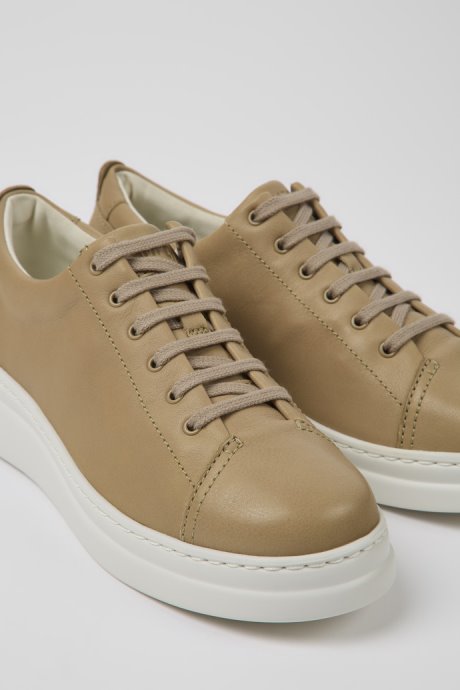 Camper Runner Up Beige Leather Sneakers For Women New Arrivals
