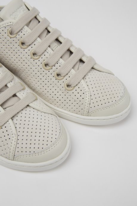 Camper Design Uno Beige And White Leather Sneakers For Women