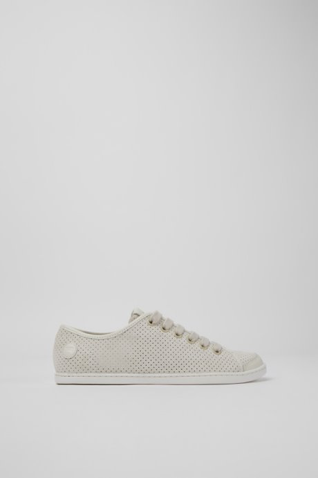 Camper Design Uno Beige And White Leather Sneakers For Women