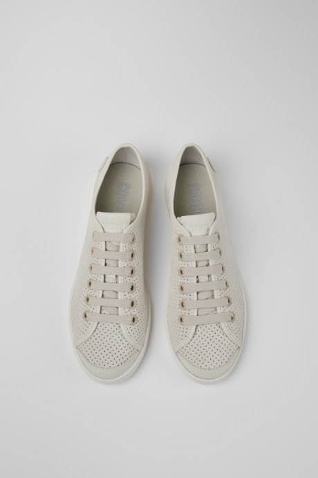 Camper Design Uno Beige And White Leather Sneakers For Women