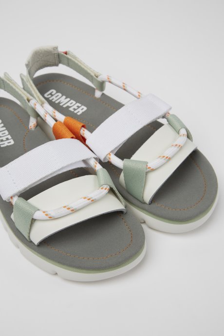 Camper Design Oruga White Green And Orange Sandals For Women