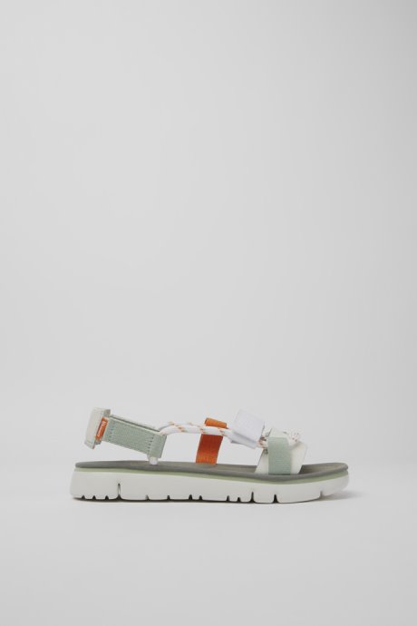 Camper Design Oruga White Green And Orange Sandals For Women