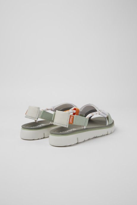Camper Design Oruga White Green And Orange Sandals For Women
