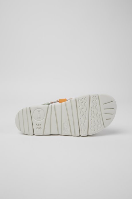 Camper Design Oruga White Green And Orange Sandals For Women
