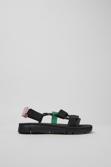 Camper Oruga Black Pink And Green Leather Sandals For Women New Arrivals