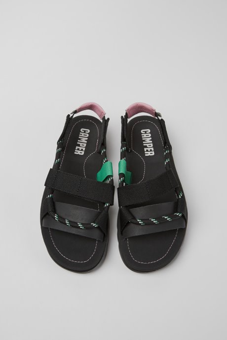 Camper Oruga Black Pink And Green Leather Sandals For Women New Arrivals