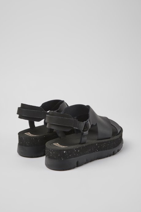 Exclusive Camper Oruga Up Black Leather Sandals For Women
