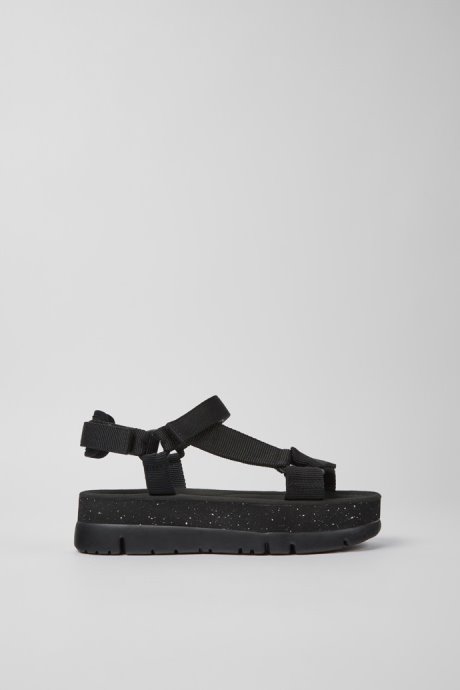 Exclusive Camper Oruga Up Black Recycled Pet Sandals For Women
