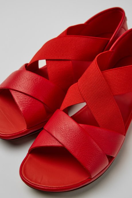 Design Right Red Leather Sandals For Women Camper