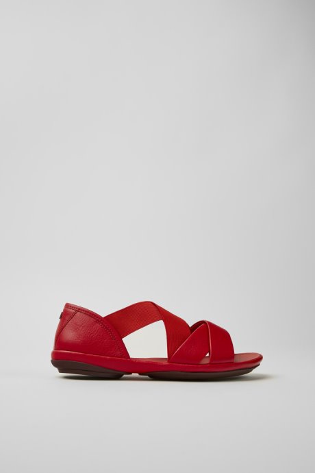 Design Right Red Leather Sandals For Women Camper